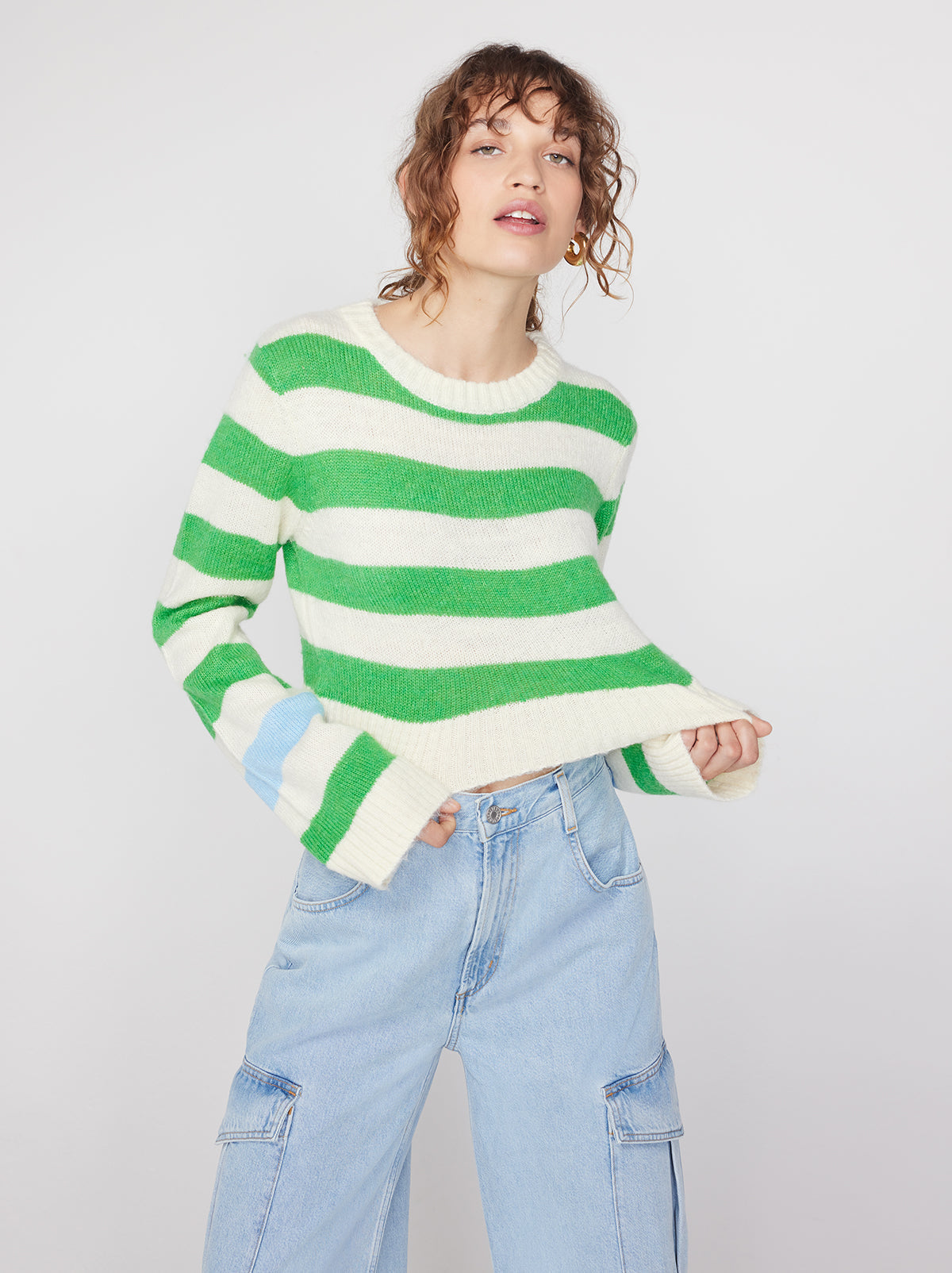 Gillian Green Stripe Intarsia Sweater