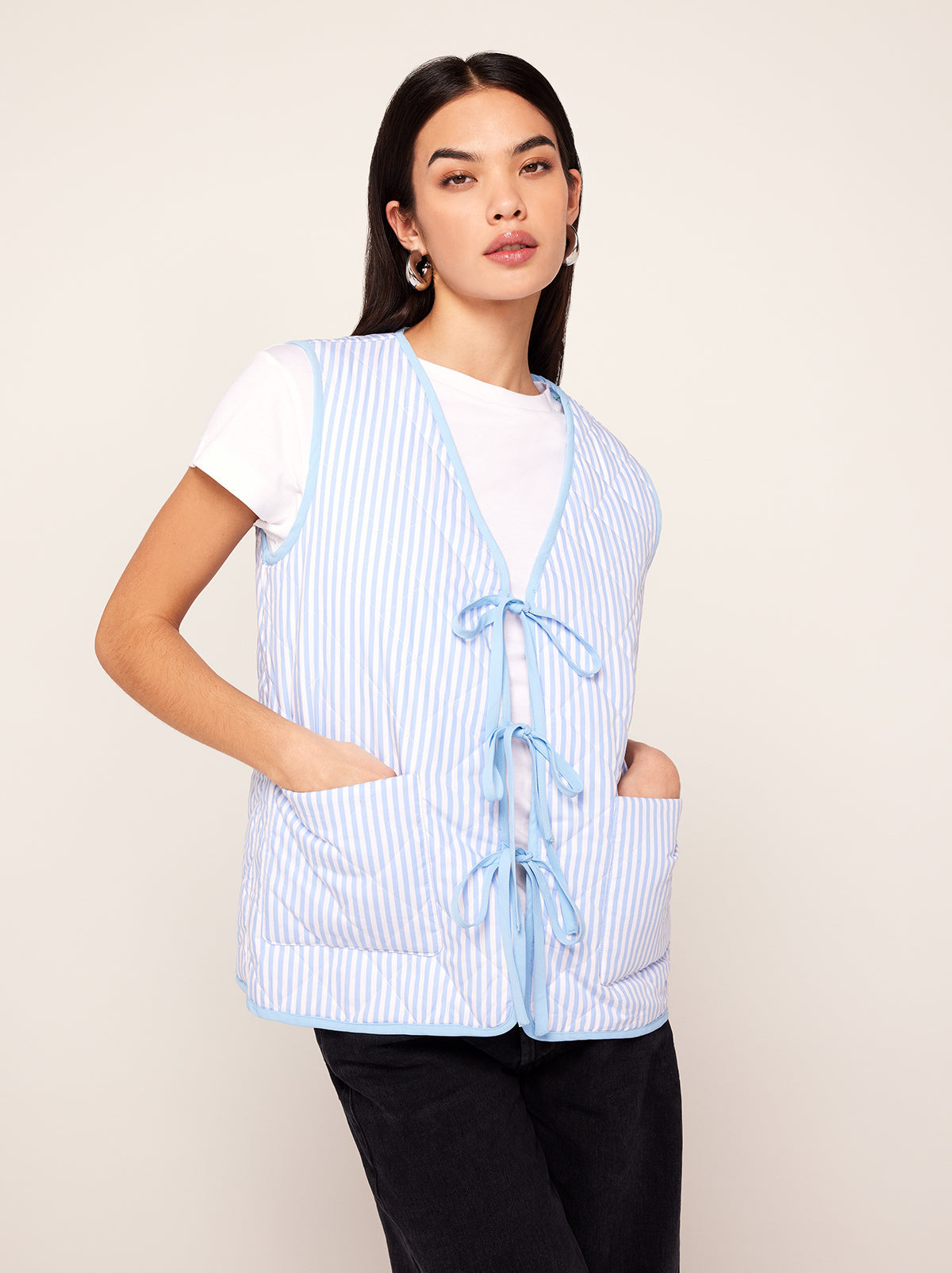 Gladys Patched Toile De Jouy Reversible Quilted Gilet By KITRI Studio