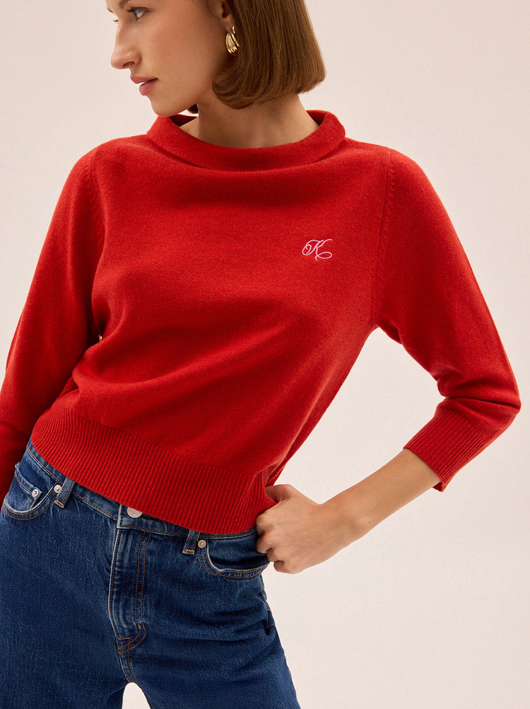 Goldie Red Knit Jumper By KITRI Studio