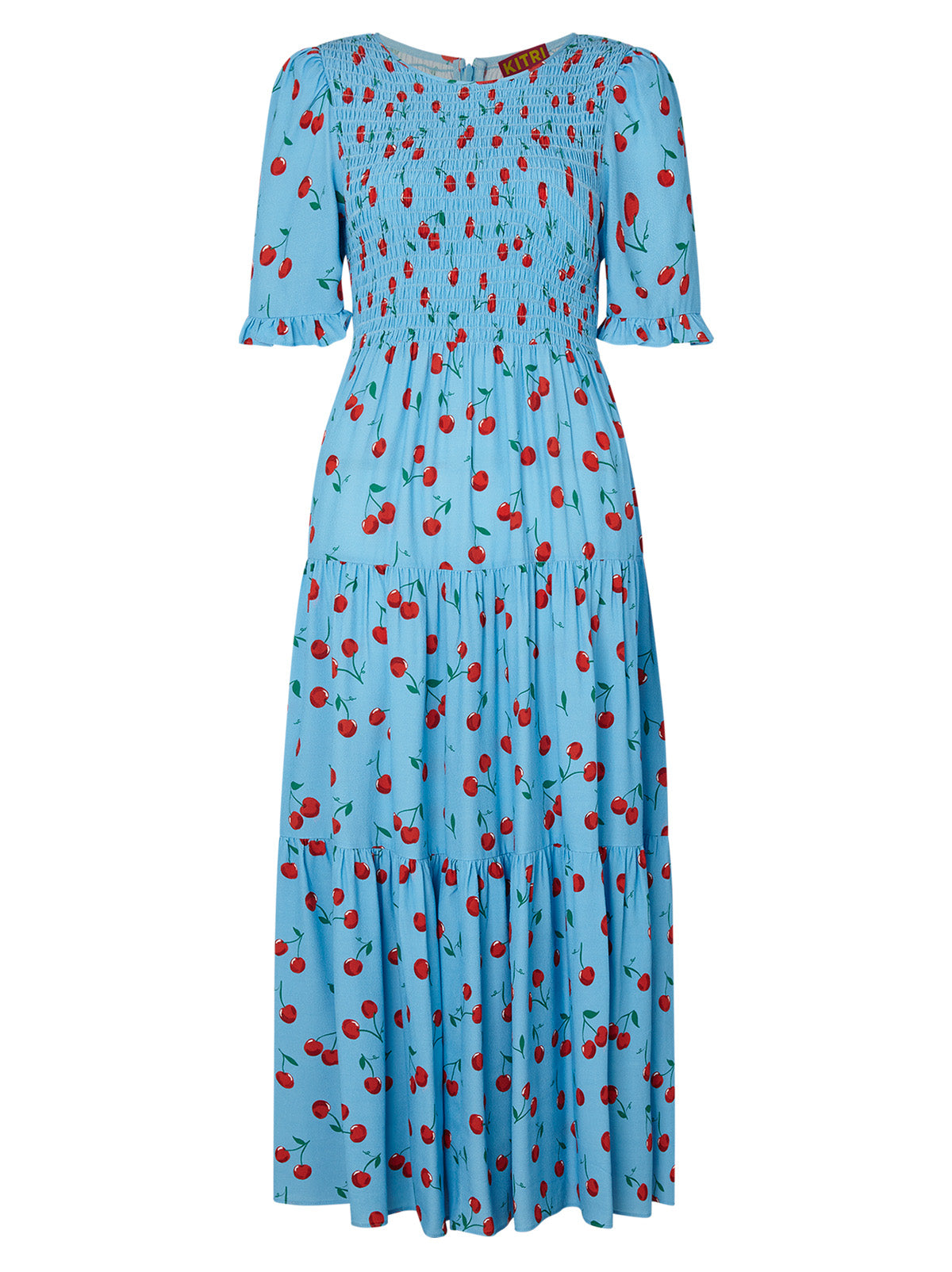 Gracie Blue Cherry Shirred Dress by KITRI Studio