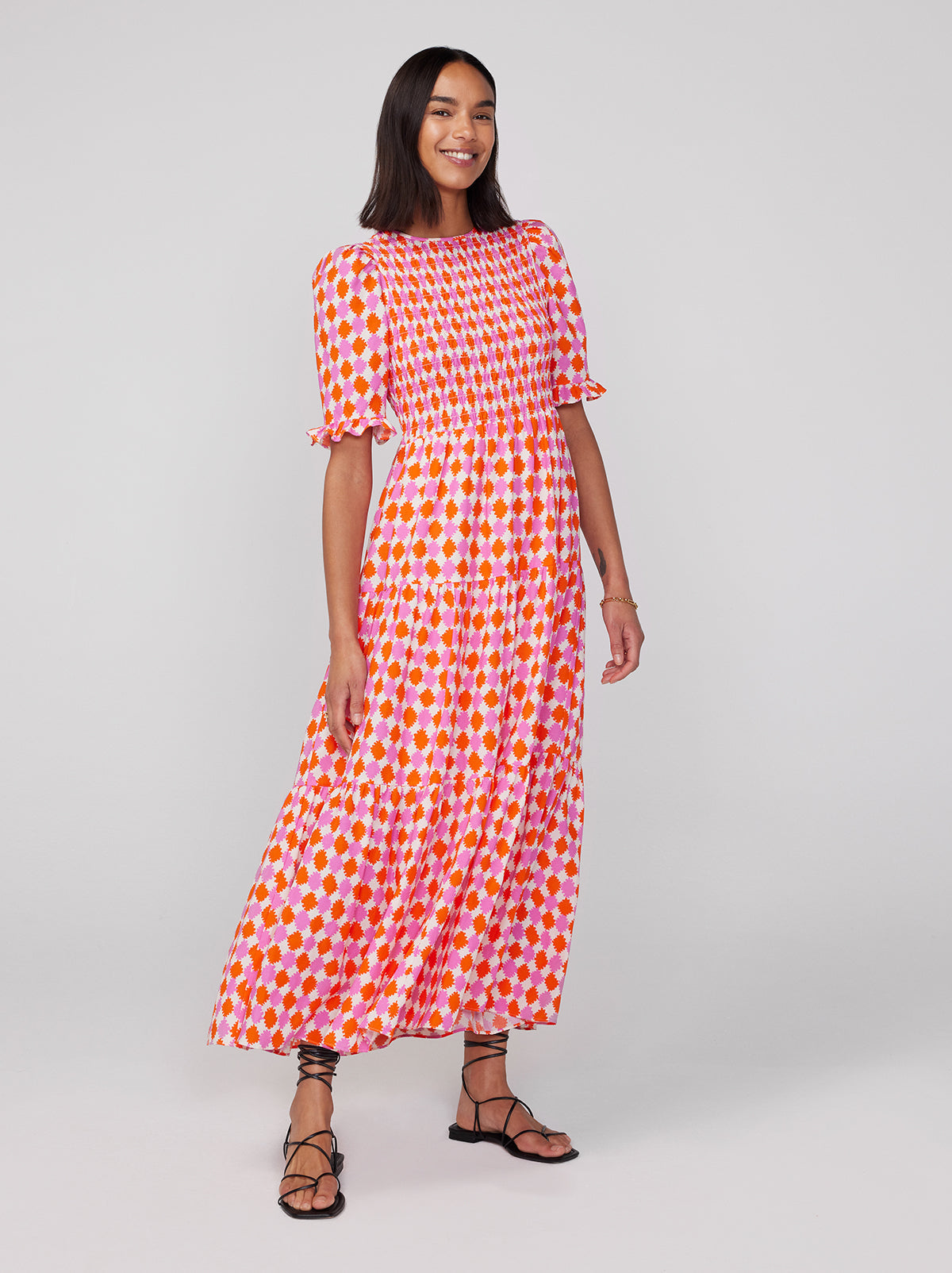 Gracie Picnic Check Shirred Dress By KITRI Studio