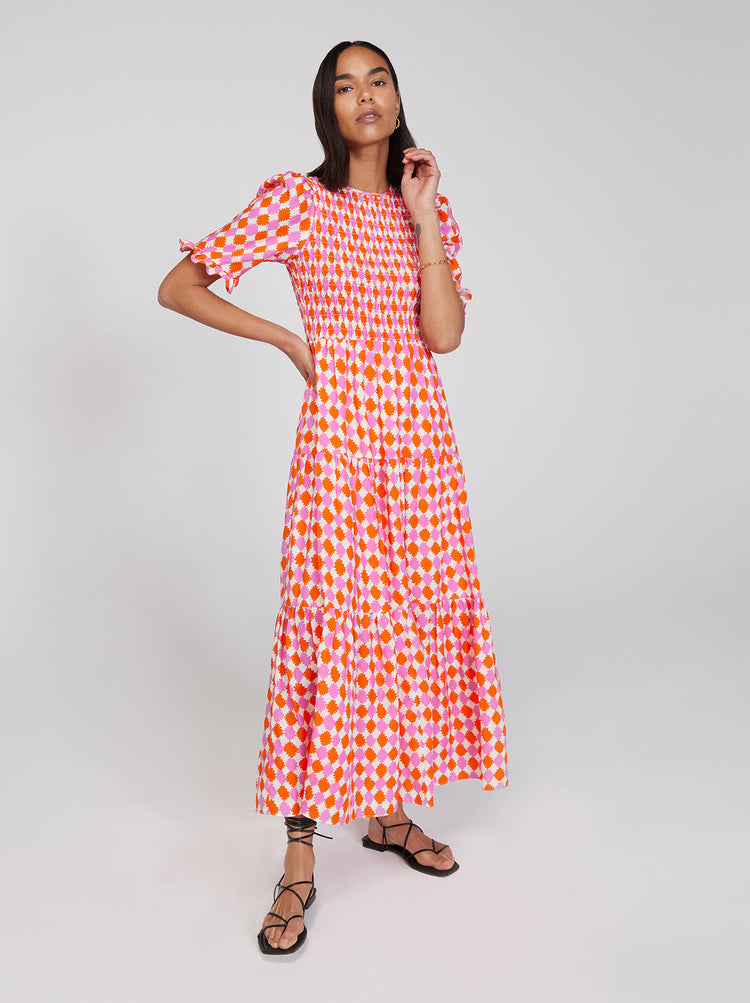 Gracie Picnic Check Shirred Dress By KITRI Studio