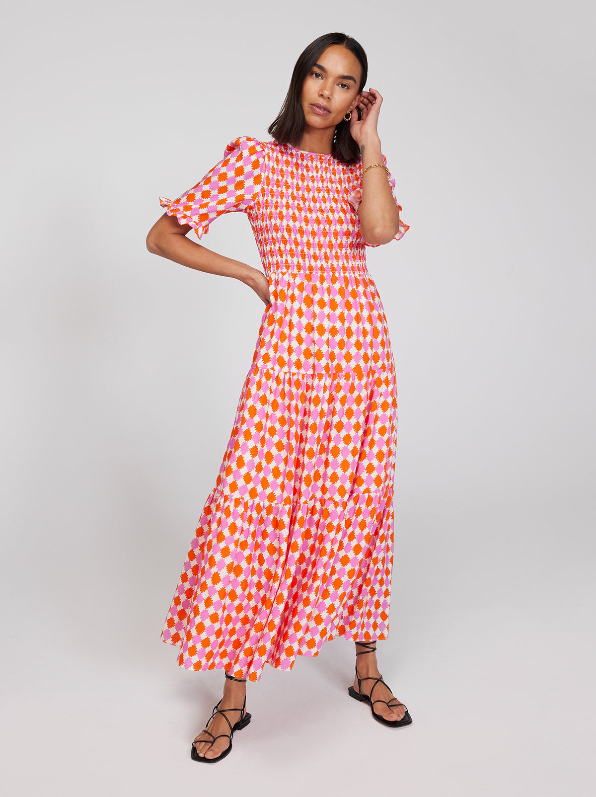 Gracie Picnic Check Shirred Dress By KITRI Studio