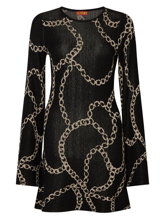 Greta Black Chain Lurex Knit Mini Dress By KITRI Studio