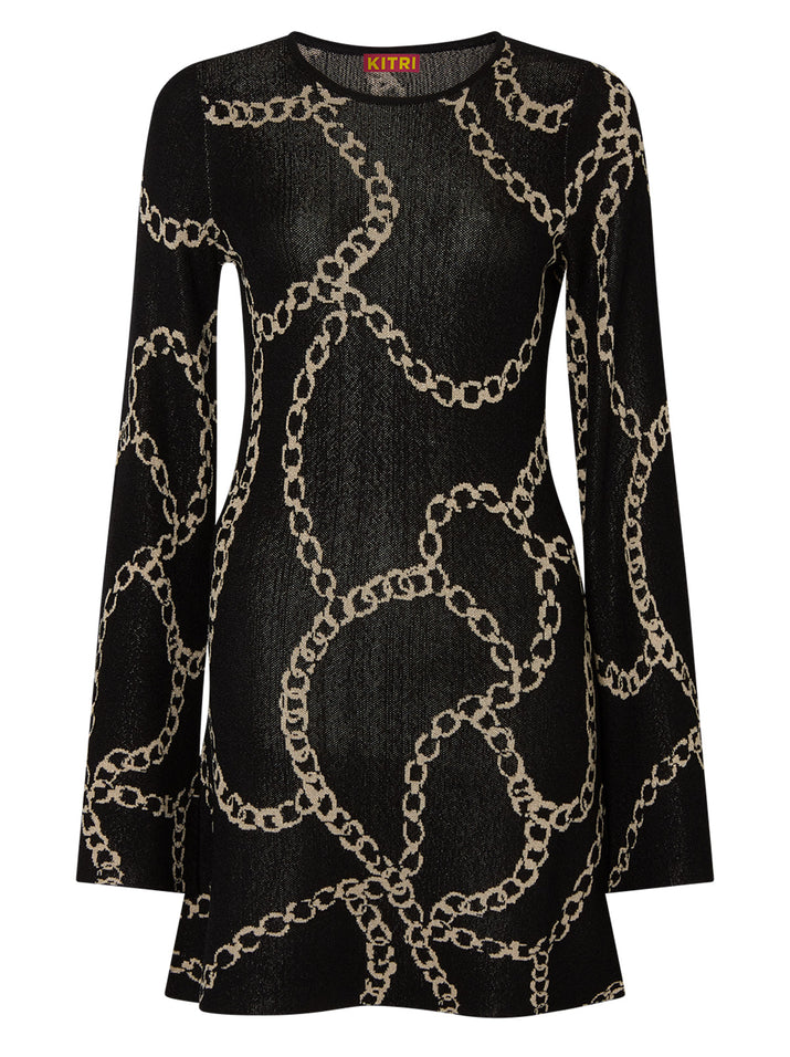 Greta Black Chain Lurex Knit Mini Dress | KITRI Studio