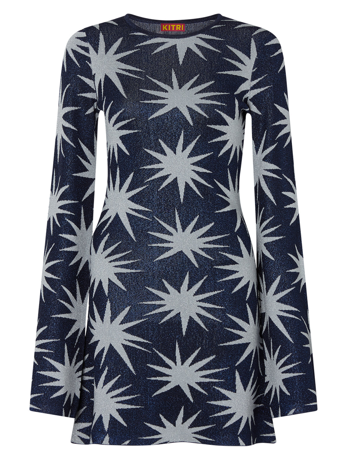 Greta Navy Star Lurex Knit Mini Dress | KITRI Studio Greta Navy Star Lurex Knit Mini Dress | KITRI Studio