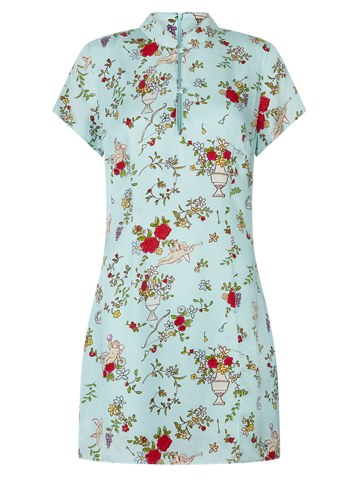 Gretchen Mint Cherub Print Mini Dress