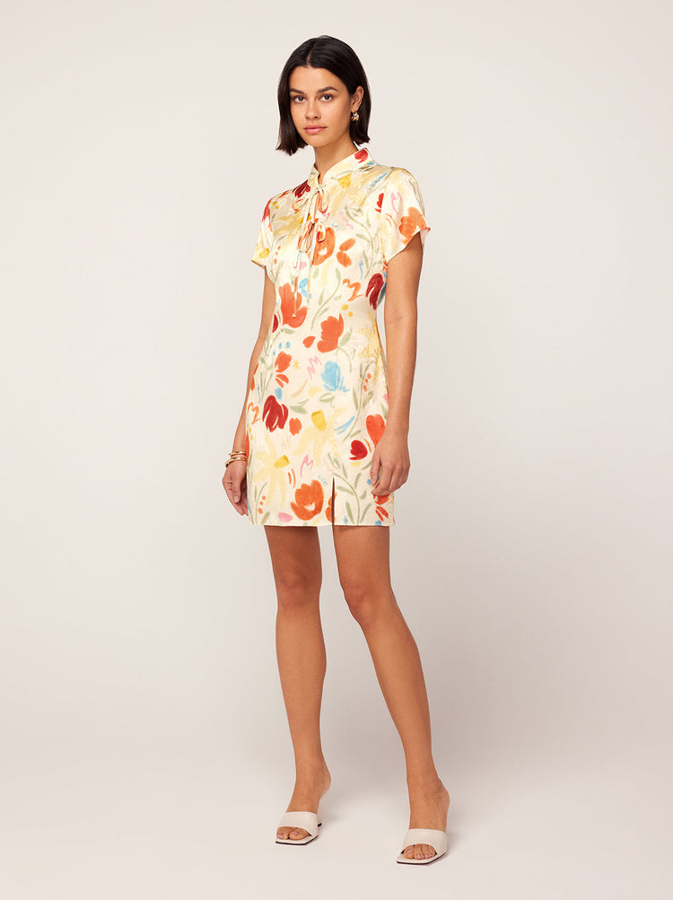 Gretchen Pastel Floral Jacquard Mini Dress KITRI Studio