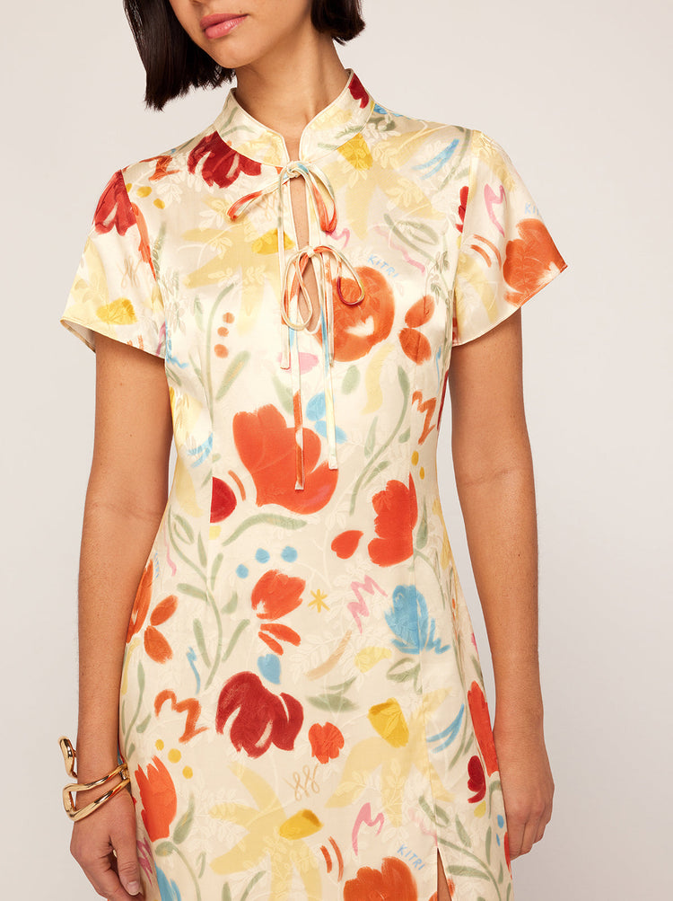 Gretchen Pastel Floral Jacquard Mini Dress By KITRI Studio