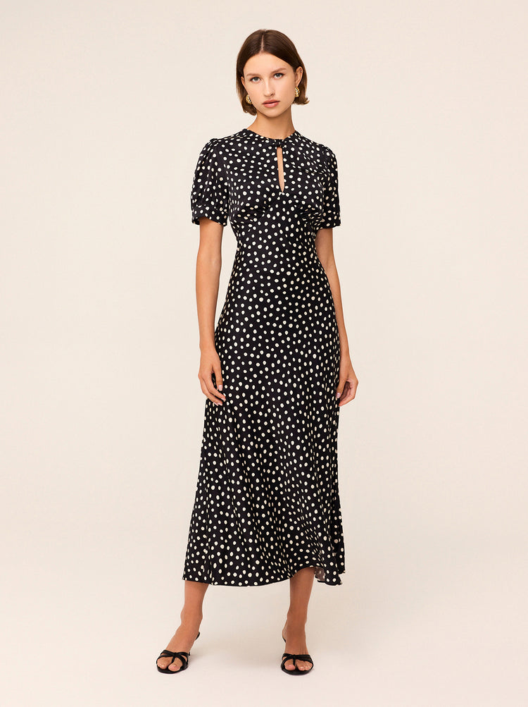 Gwendolyn Black Polka Dot Print Dress By KITRI Studio