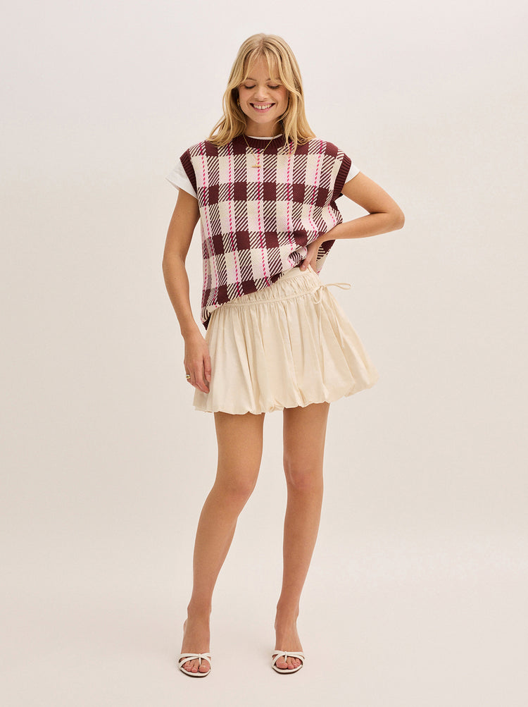 Hadley Ivory Cotton Linen Mini Skirt By KITRI Studio