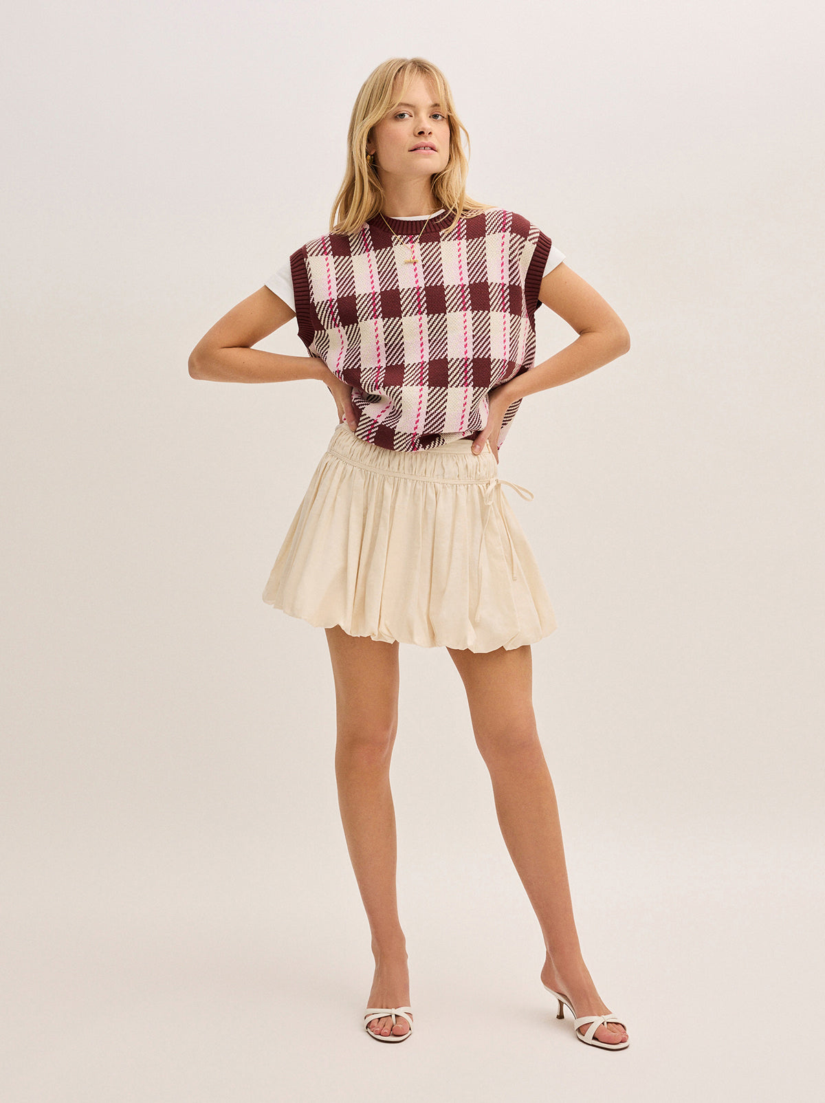 Hadley Ivory Cotton Linen Mini Skirt By KITRI Studio