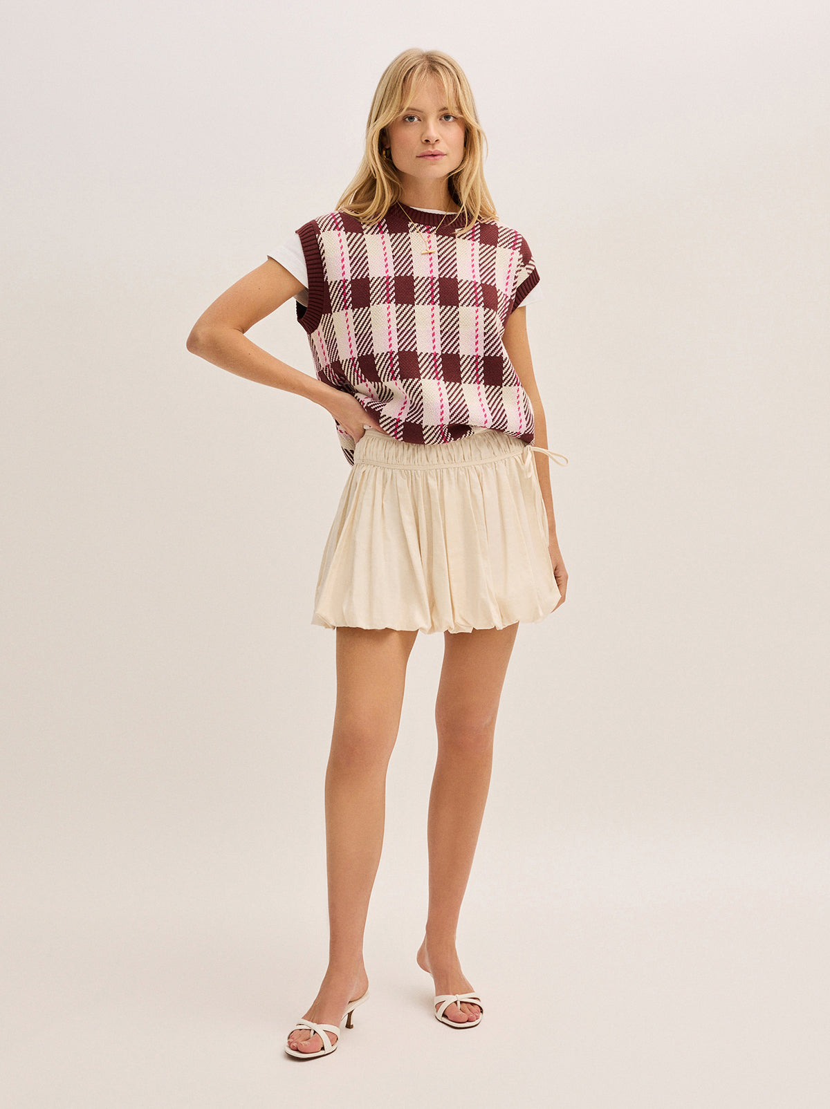 Hadley Ivory Cotton Linen Mini Skirt By KITRI Studio