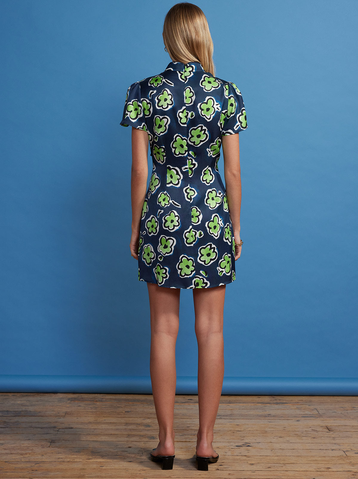 Harlow Blue Painted Floral Mini Dress By KITRI Studio