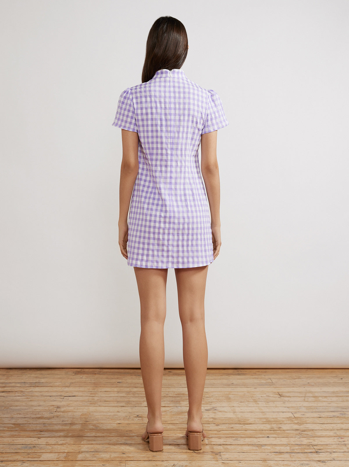 Harlow Lilac Check Seersucker Mini Dress By KITRI Studio