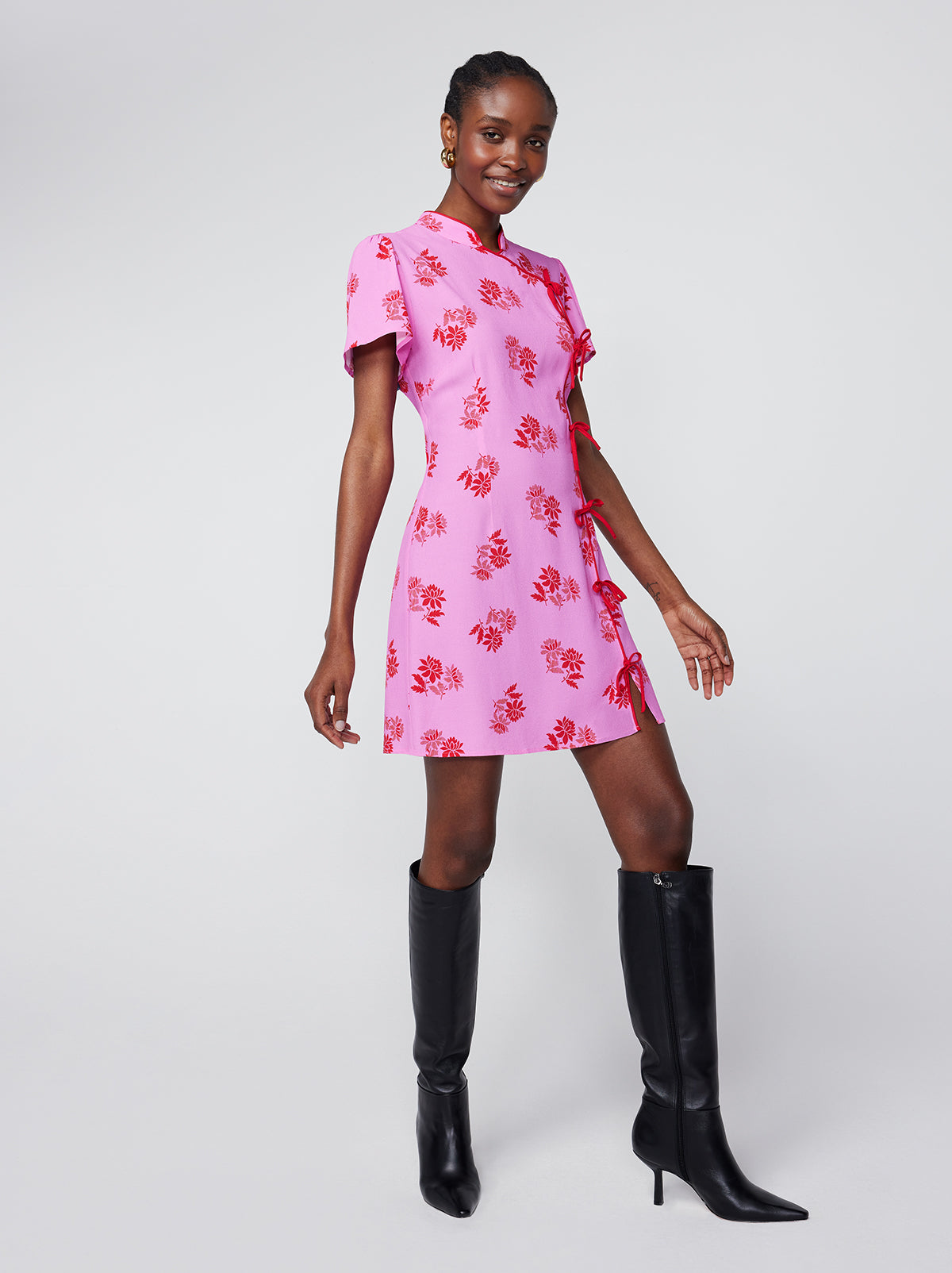 Harlow Pink Floral Mini Dress By KITRI Studio