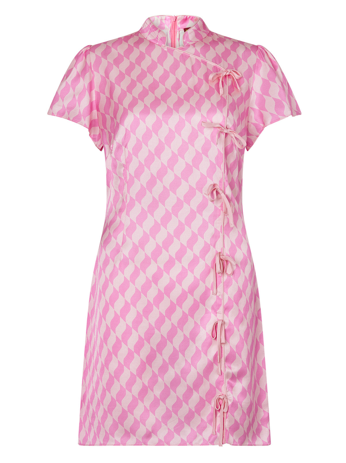 Harlow Pink Wavy Tile Mini Dress by KITRI Studio