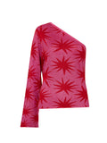 Harper Pink Star Lurex Knit One Shoulder Top By KITRI Studio