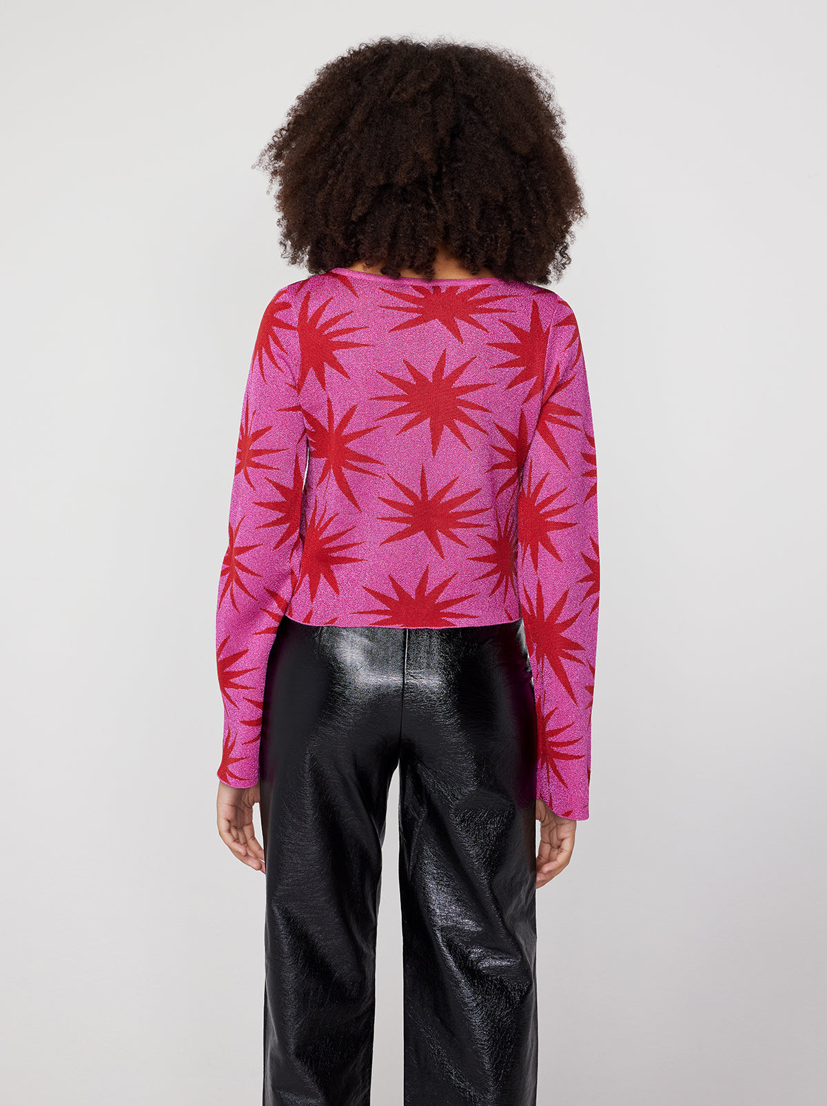 Heidi Pink Star Lurex Knit Cardigan By KITRI Studio