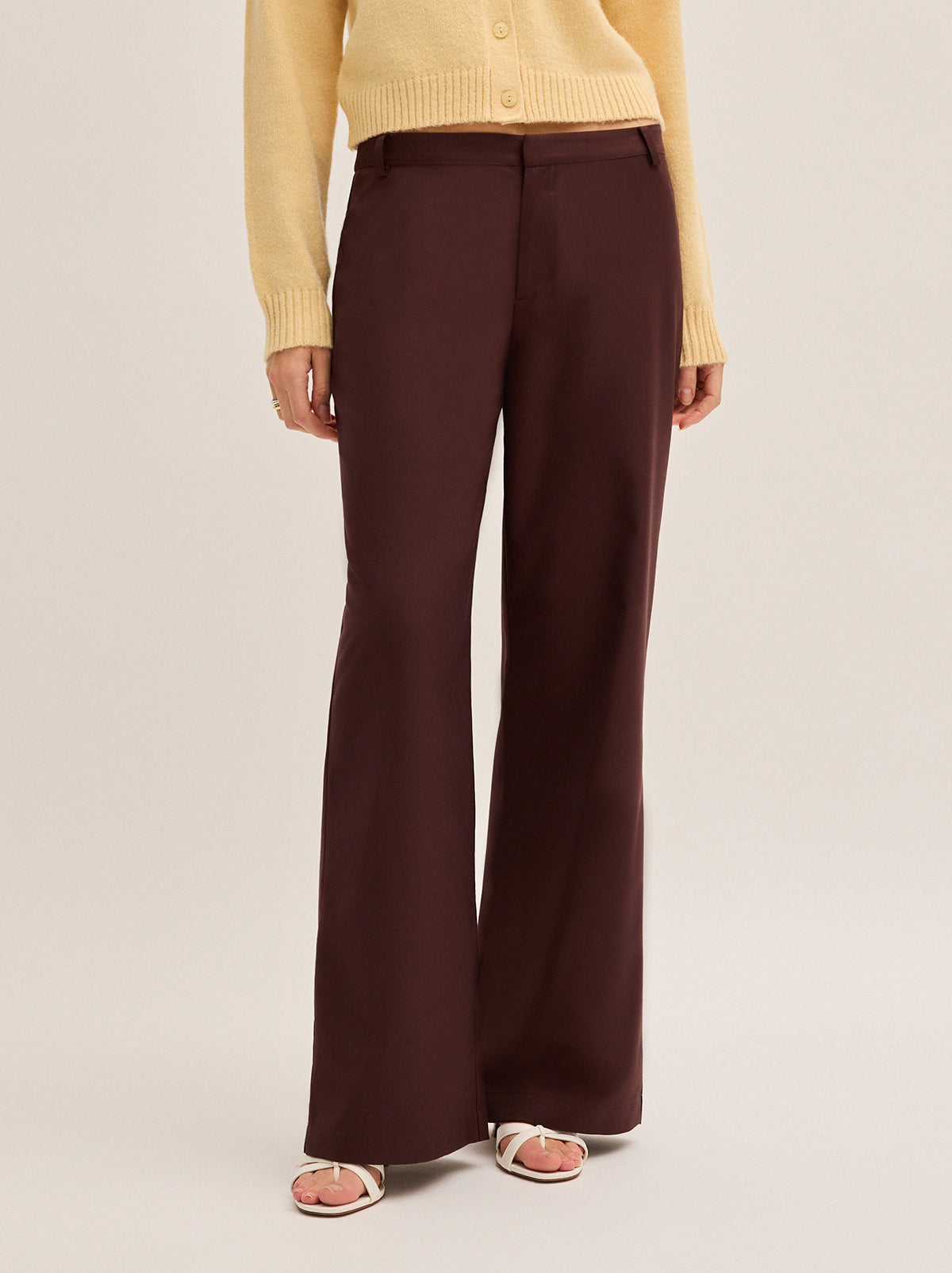 Helena Mocha Low Rise Tailored Trousers By KITRI Studio