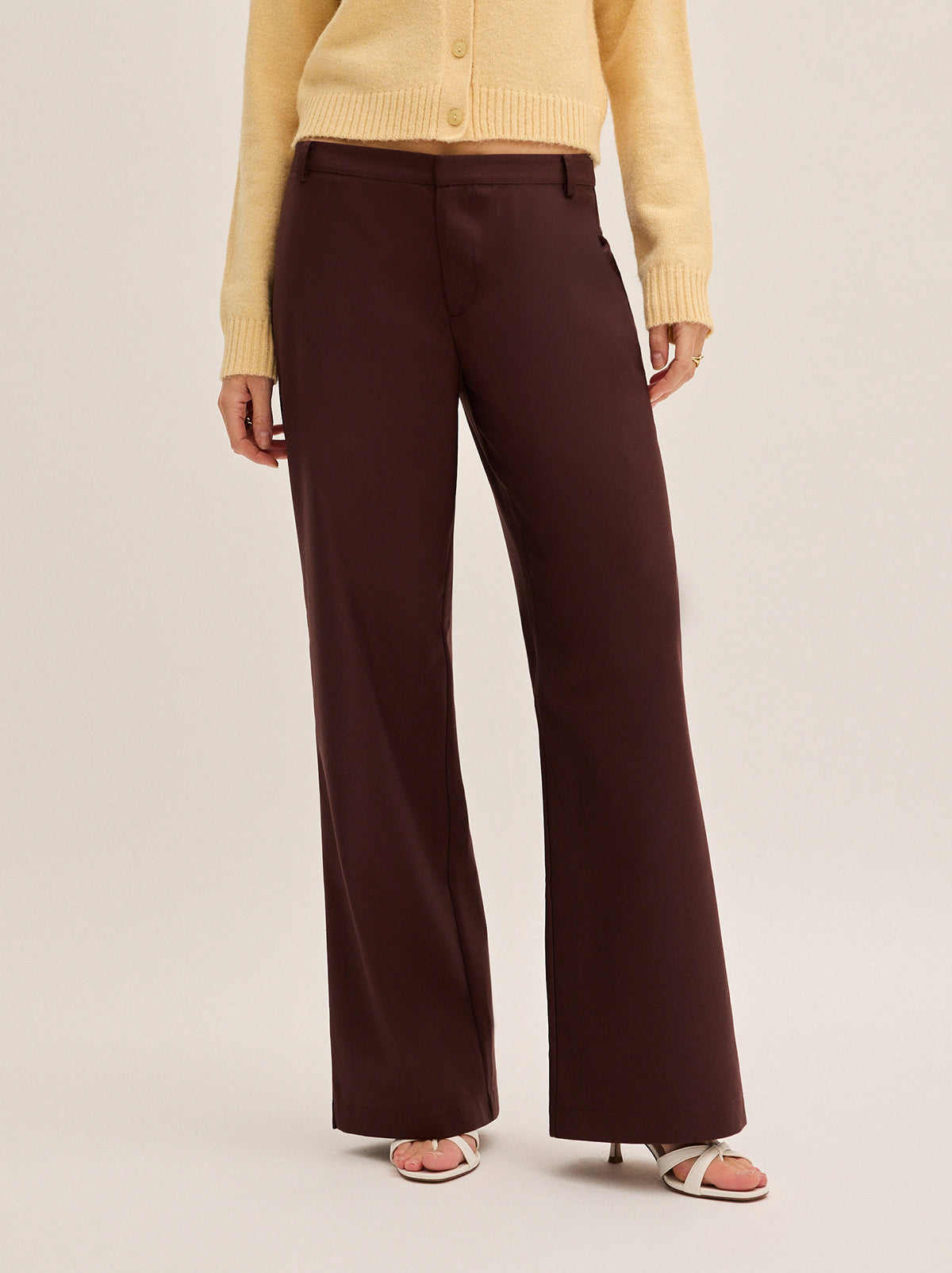 Helena Mocha Low Rise Tailored Trousers By KITRI Studio