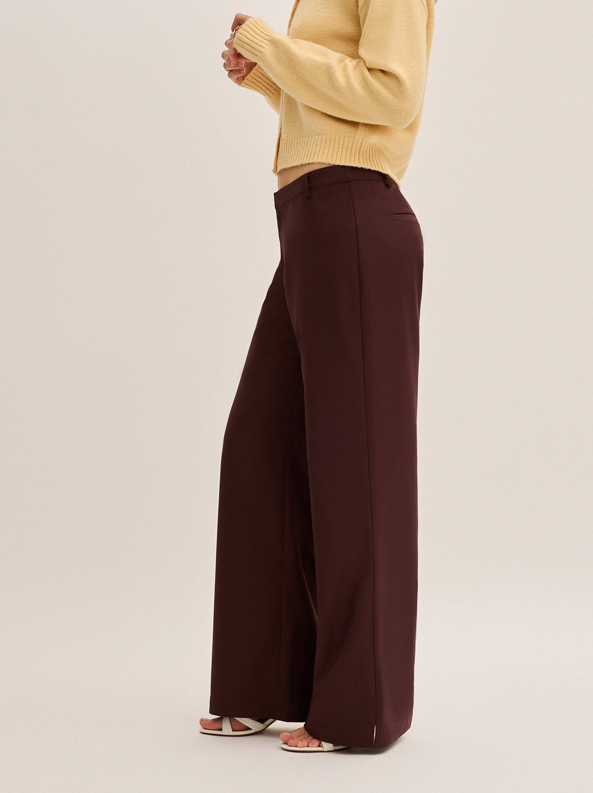 Helena Mocha Low Rise Tailored Trousers By KITRI Studio
