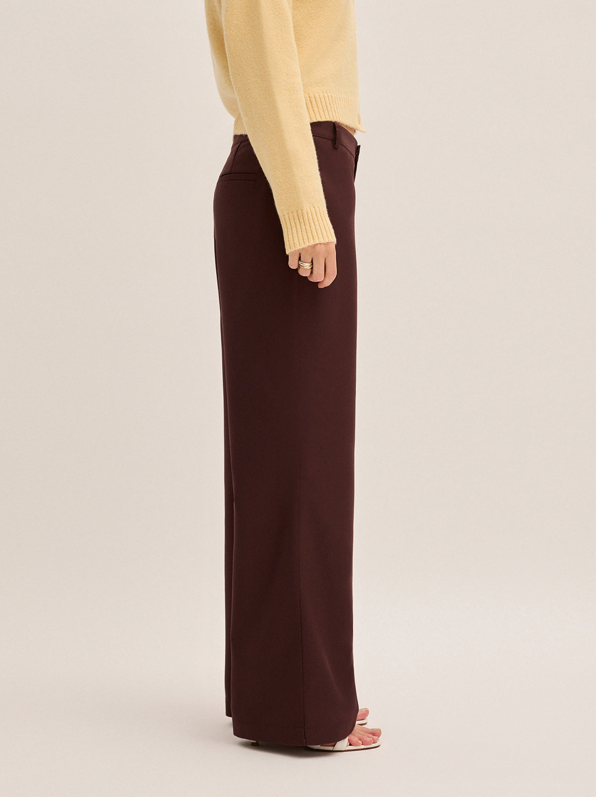 Helena Mocha Low Rise Tailored Trousers By KITRI Studio