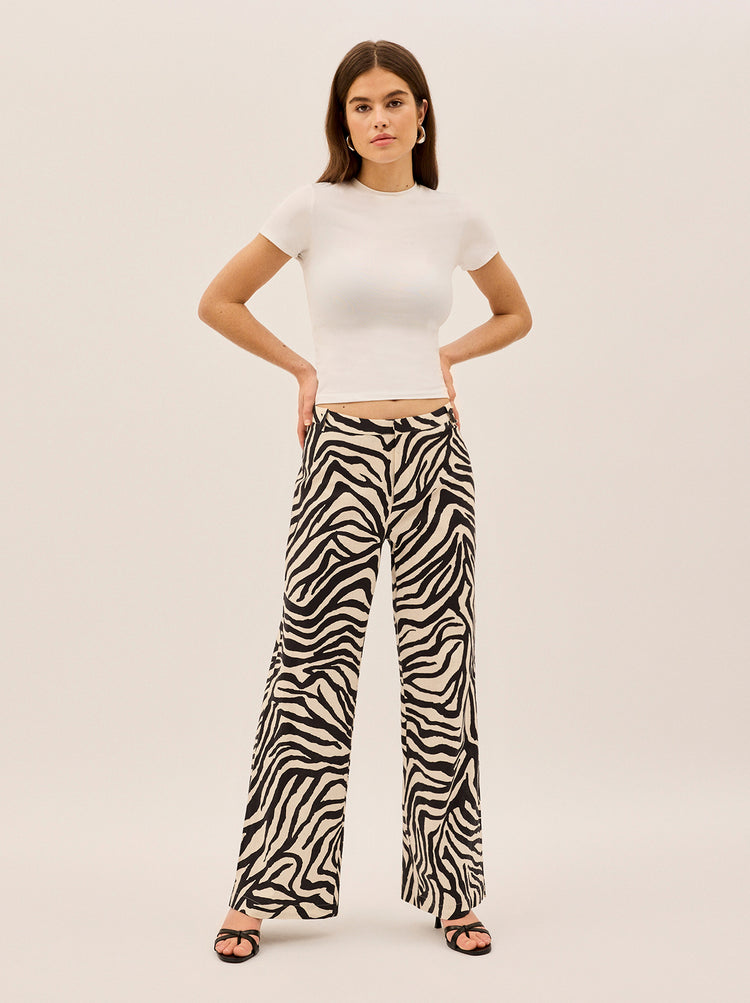 Helena Zebra Print Low Rise Tailored Trousers By KITRI Studio