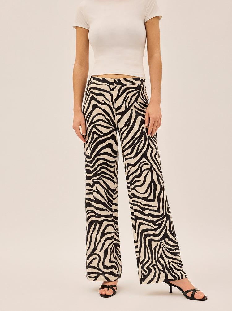 Helena Zebra Print Low Rise Tailored Trousers By KITRI Studio
