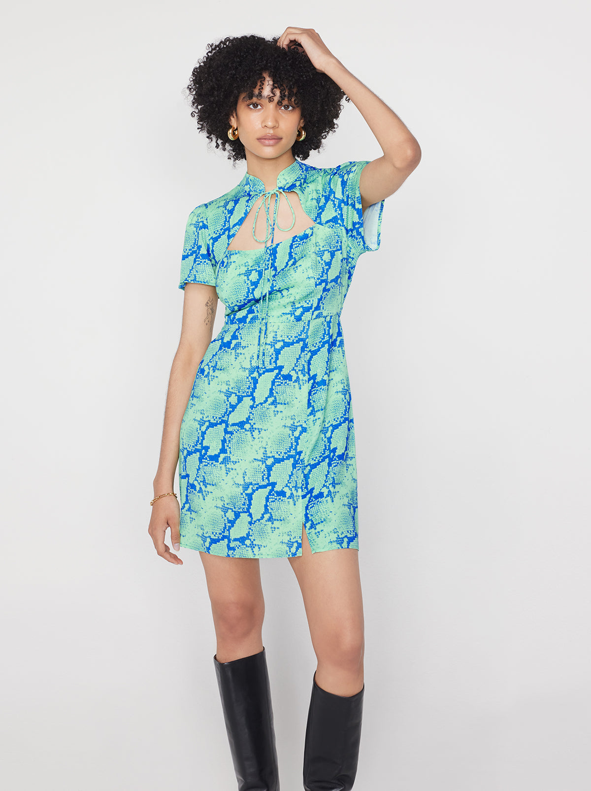 Imogen Blue Snake Print Mini Dress