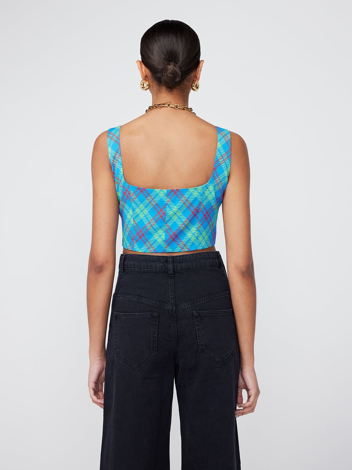 Ines Blue Check Top