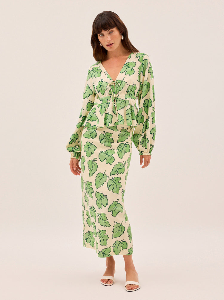 Irene Green Vine Leaf Top | KITRI Studio Irene Green Vine Leaf Top | KITRI Studio