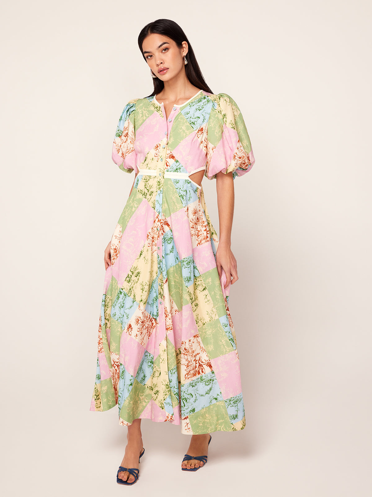 Isabella Patched Toile De Jouy Maxi Dress By KITRI Studio
