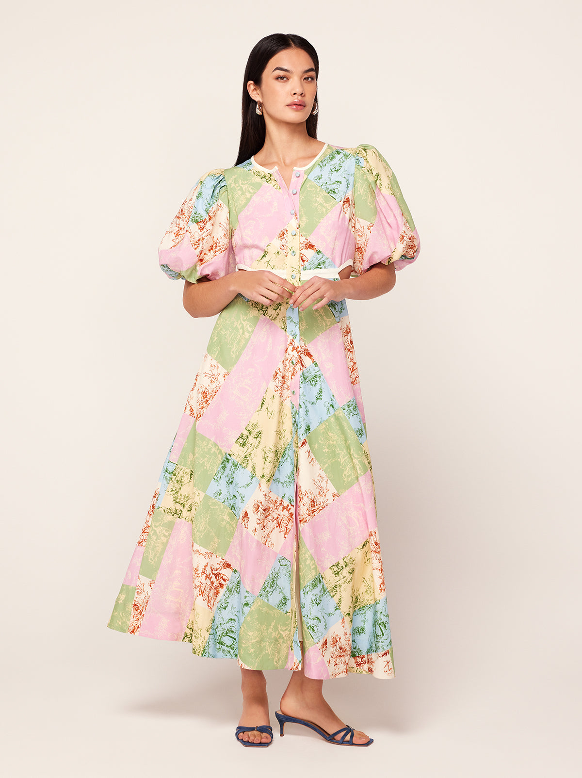 Isabella Patched Toile De Jouy Maxi Dress By KITRI Studio