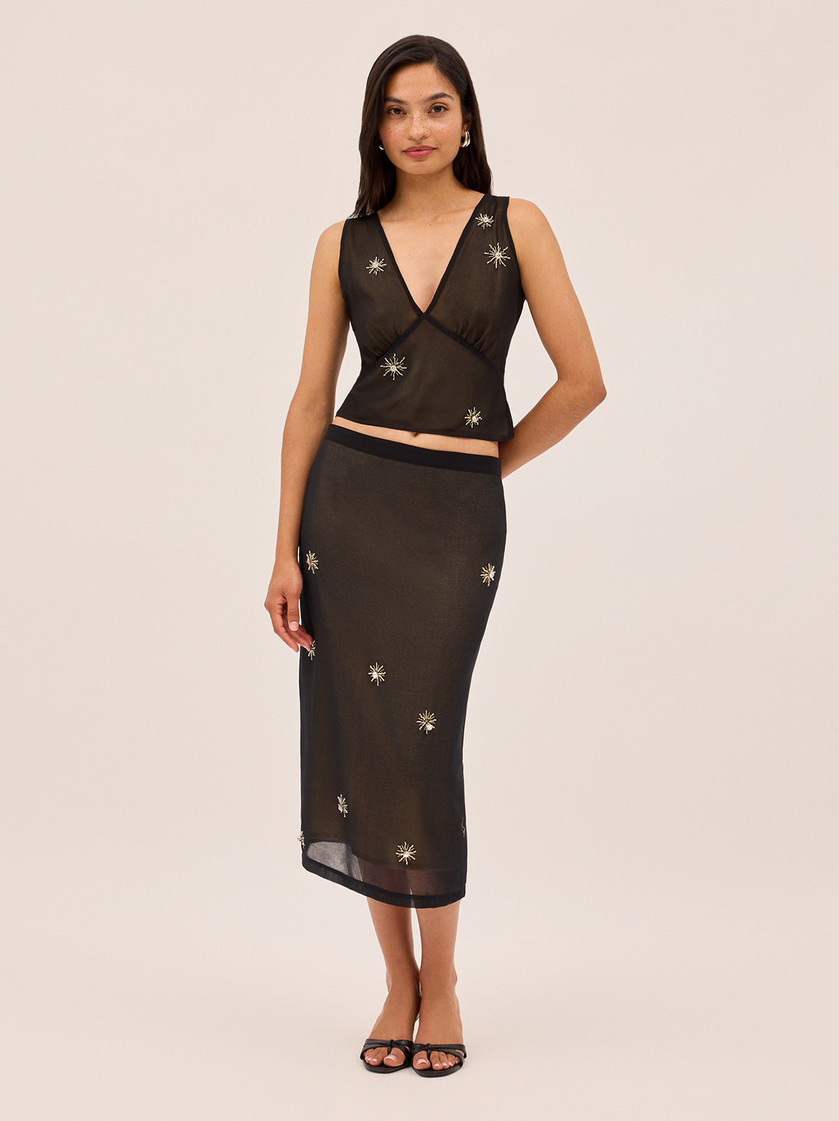 Jacqueline Black Embellished Skirt By KITRI Studio