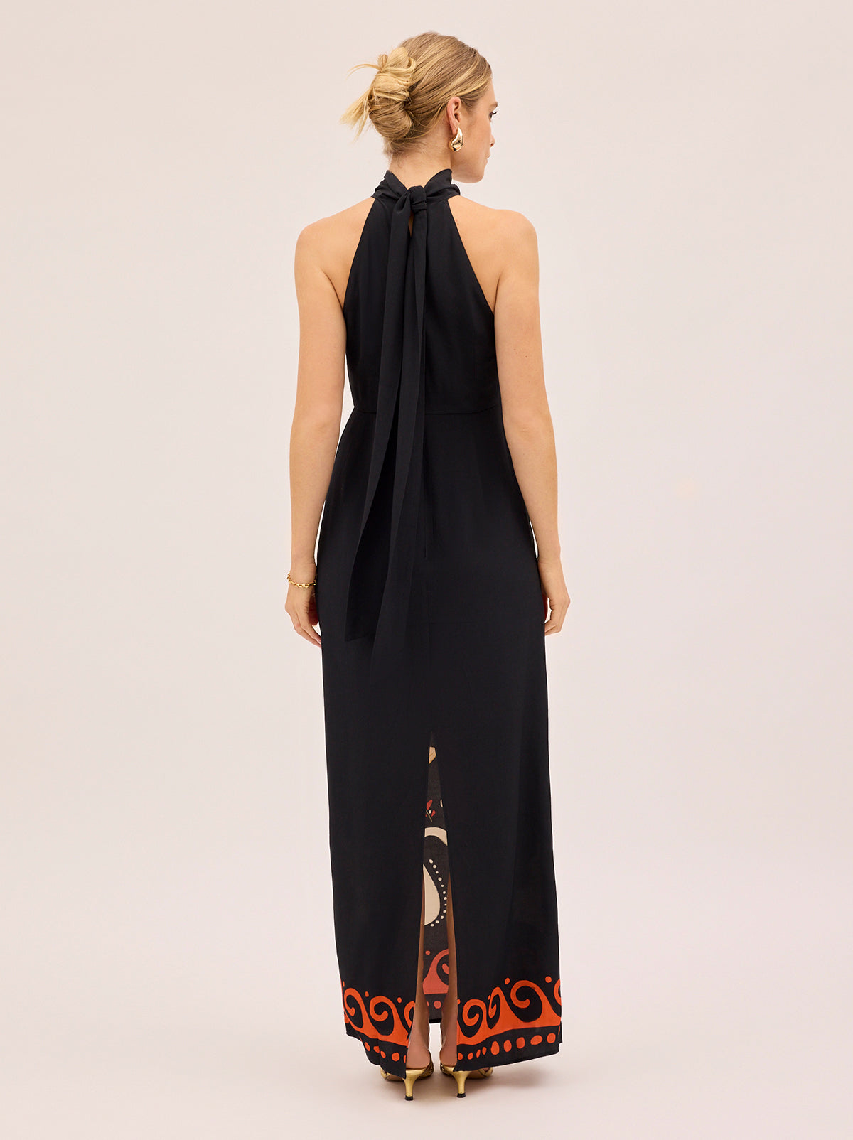 Jacquetta Black Cygnus And Lyra Print Halterneck Maxi Dress