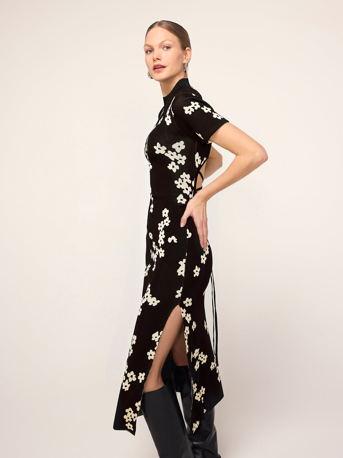 Jade Black Blurred Floral Knit Dress KITRI Studio