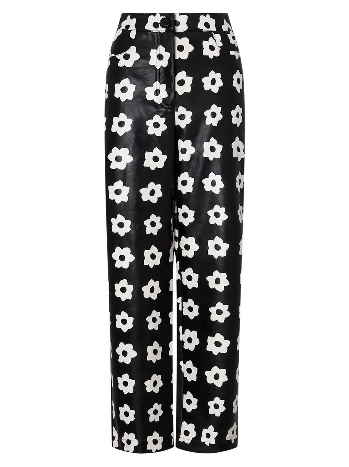 Janice Black Tiled Floral Trousers