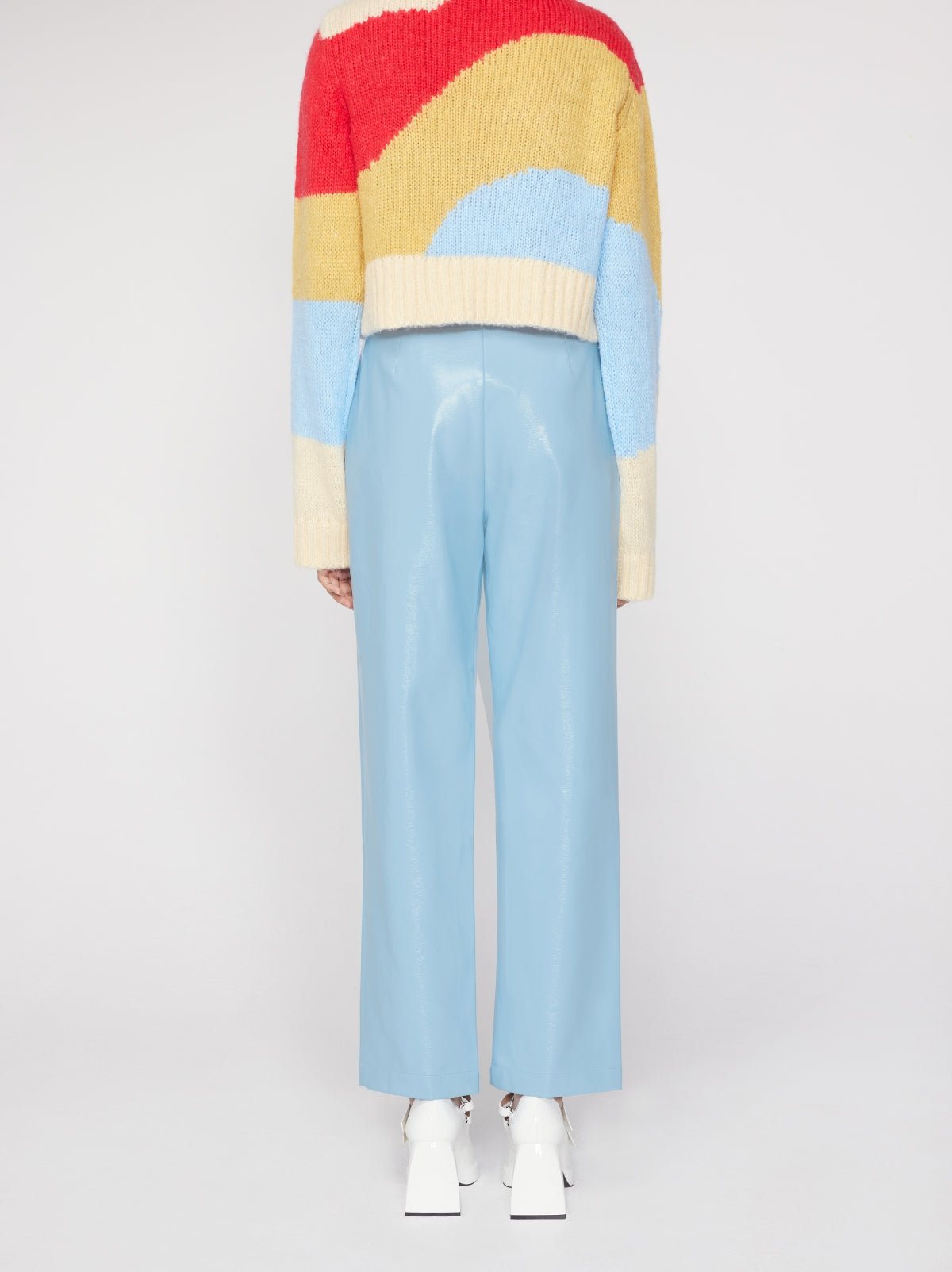 Janice Cornflower Blue Vinyl Trousers KITRI Studio
