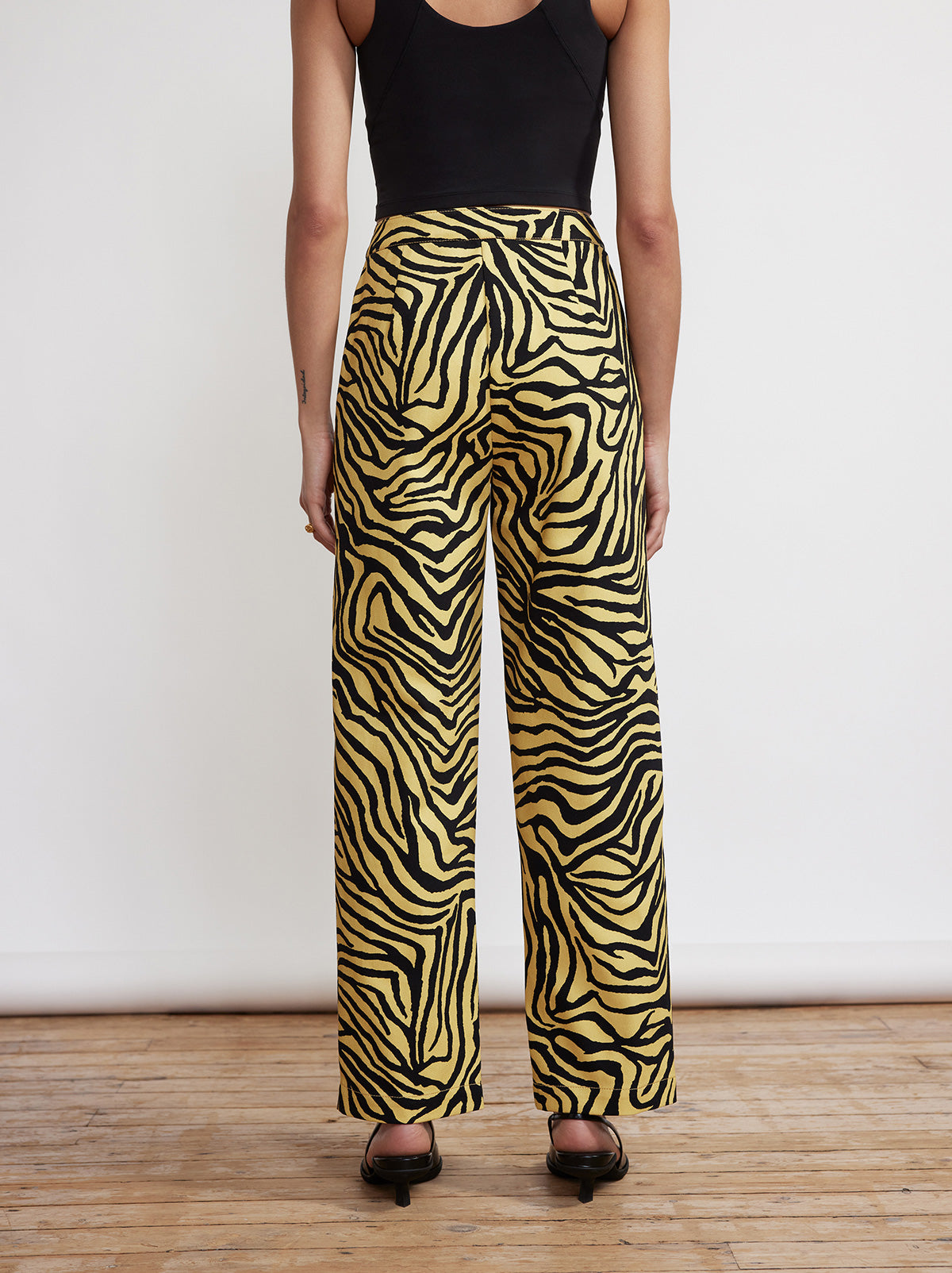 Janice Yellow Zebra Print Cotton Twill Trousers