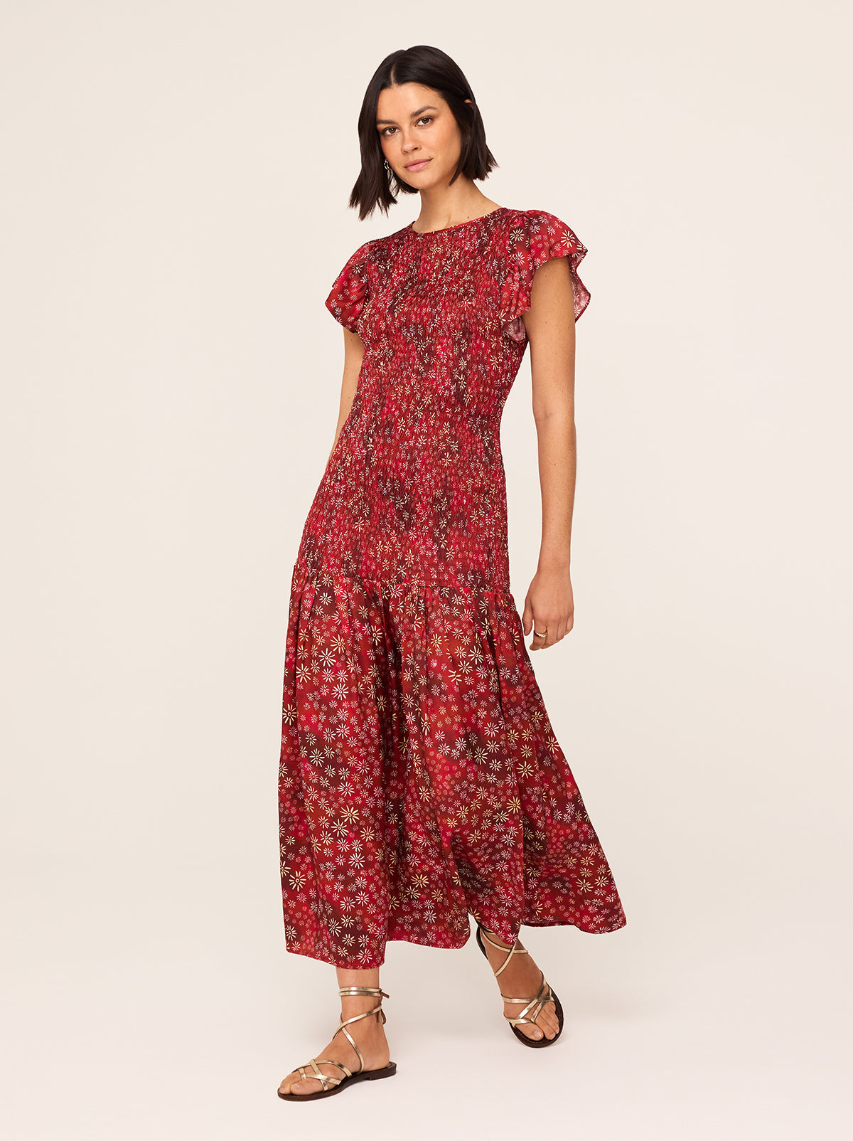 Jemima Red Constellation Print Maxi Dress | KITRI Studio