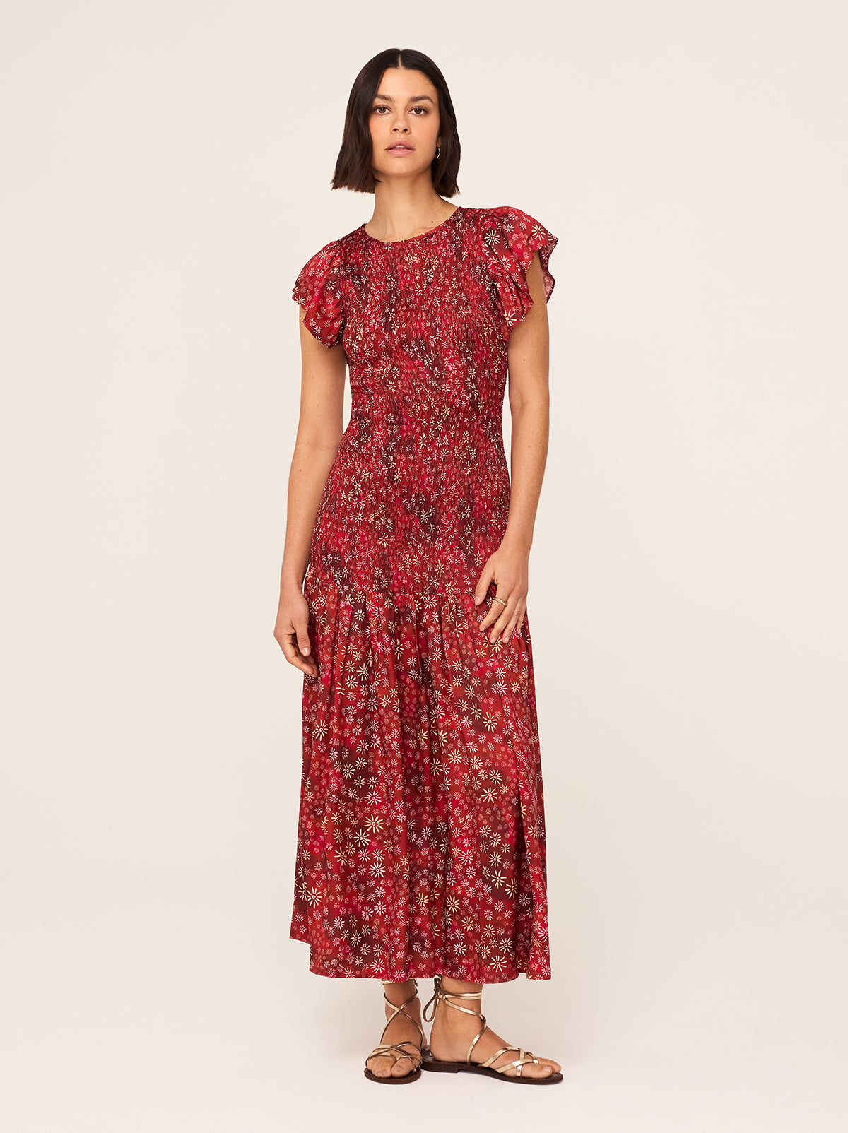 Jemima Red Constellation Print Maxi Dress KITRI Studio