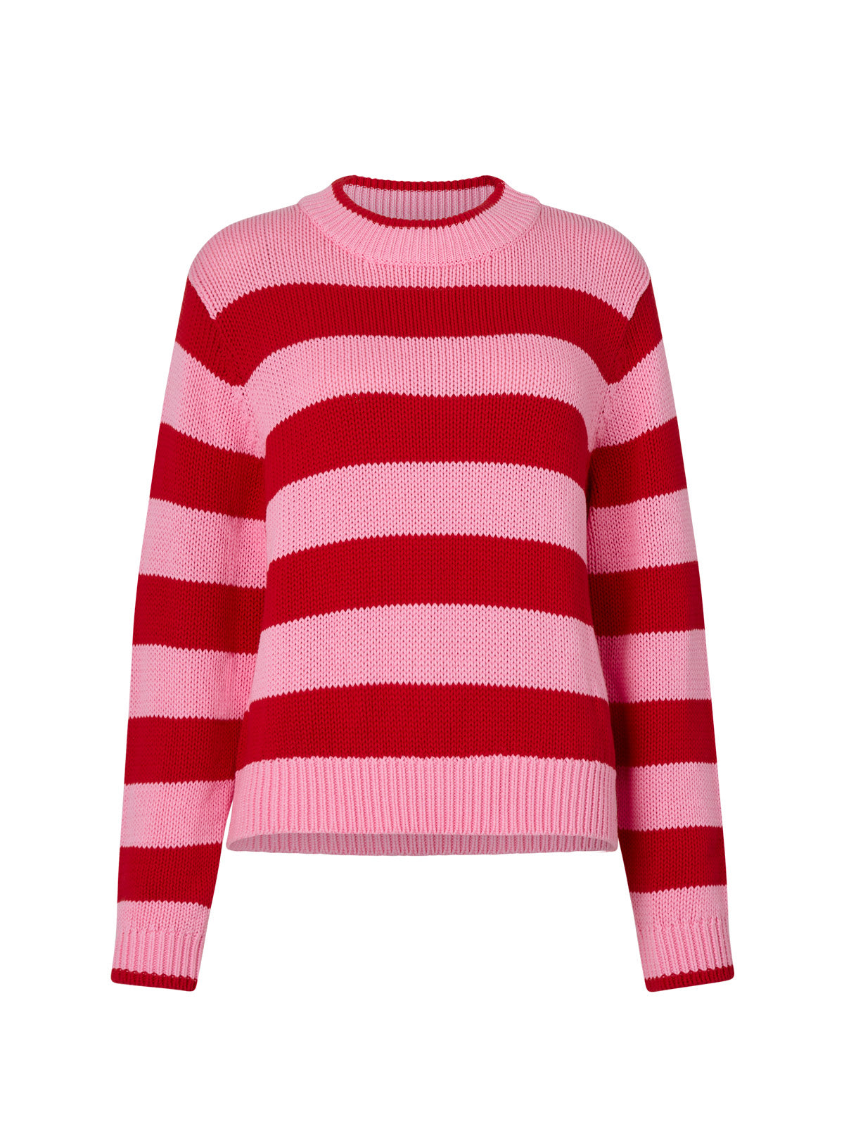 Joelle Pink And Red Stripe Cotton Sweater By KITRI Studio