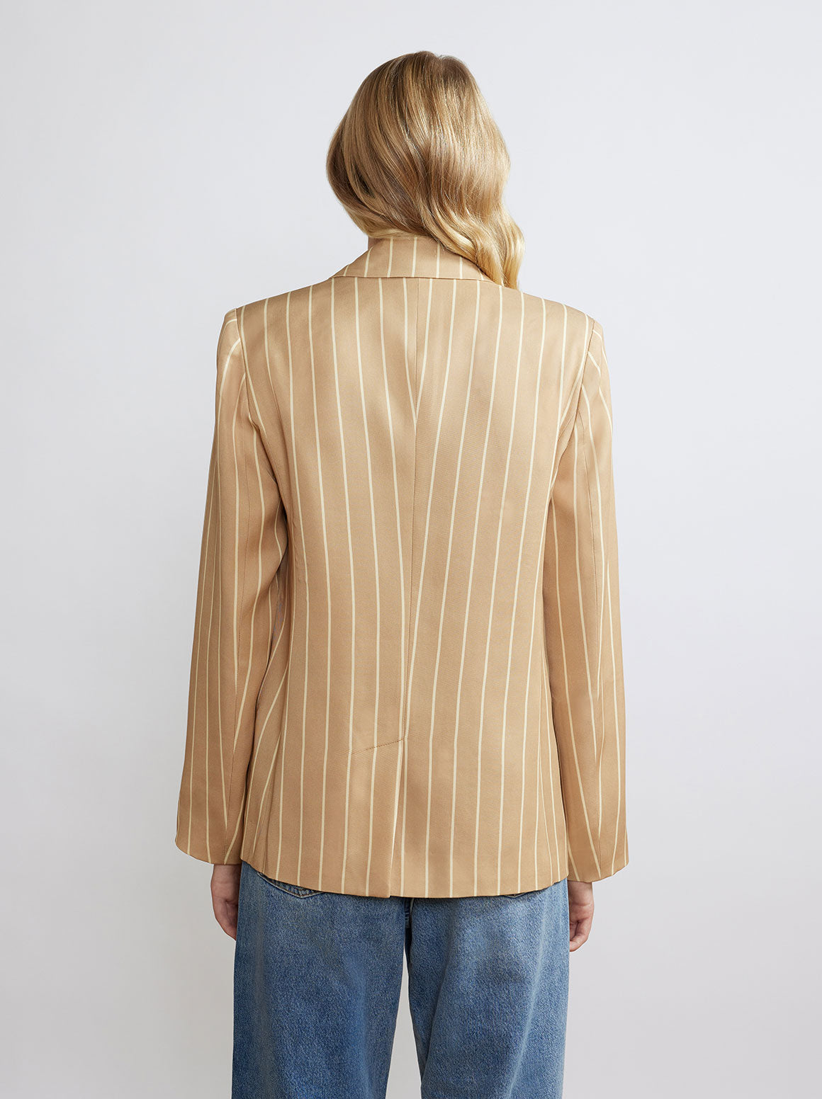 Josephine Camel Stripe Double Breasted Blazer By KITRI Studio