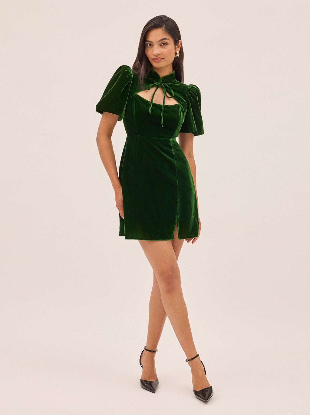 Josette Green Velvet Mini Dress | KITRI Studio Josette Green Velvet Mini Dress | KITRI Studio