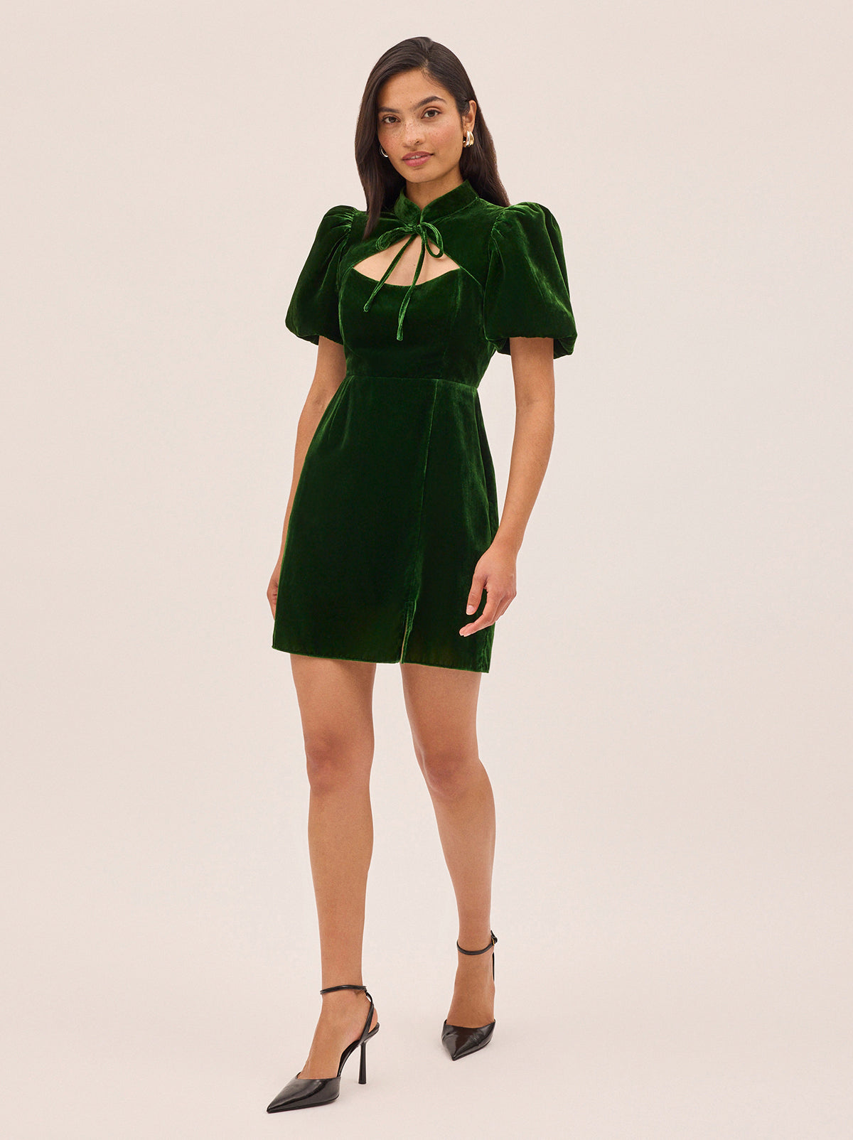 Josette Green Velvet Mini Dress | KITRI Studio