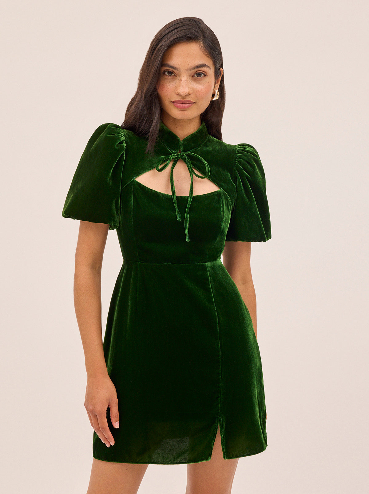 Josette Green Velvet Mini Dress | KITRI Studio Josette Green Velvet Mini Dress | KITRI Studio