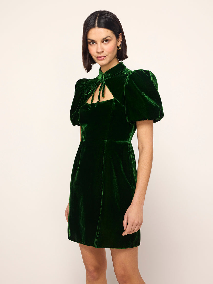 The Jessie Dress in Green Velvet