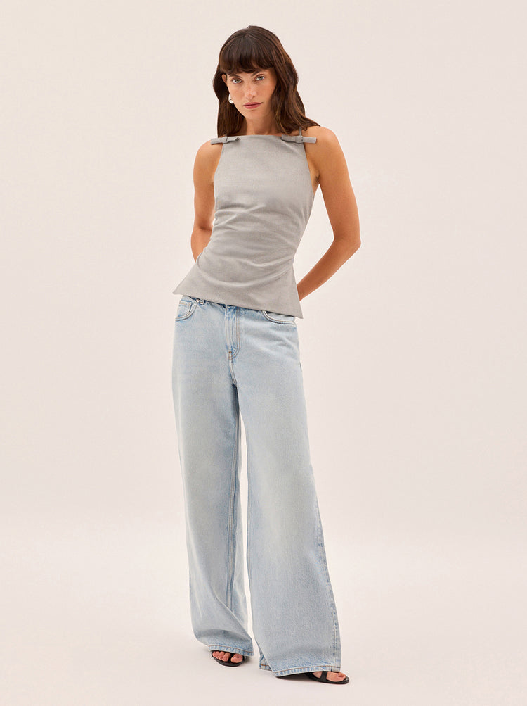 Josie Grey Tie Back Top By KITRI Studio