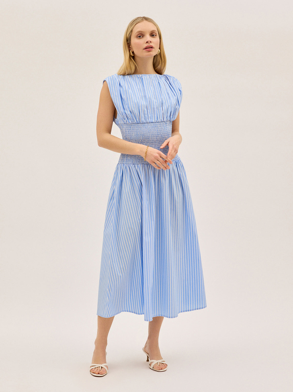 Julia Blue Striped Cotton Dress By KITRI Studio